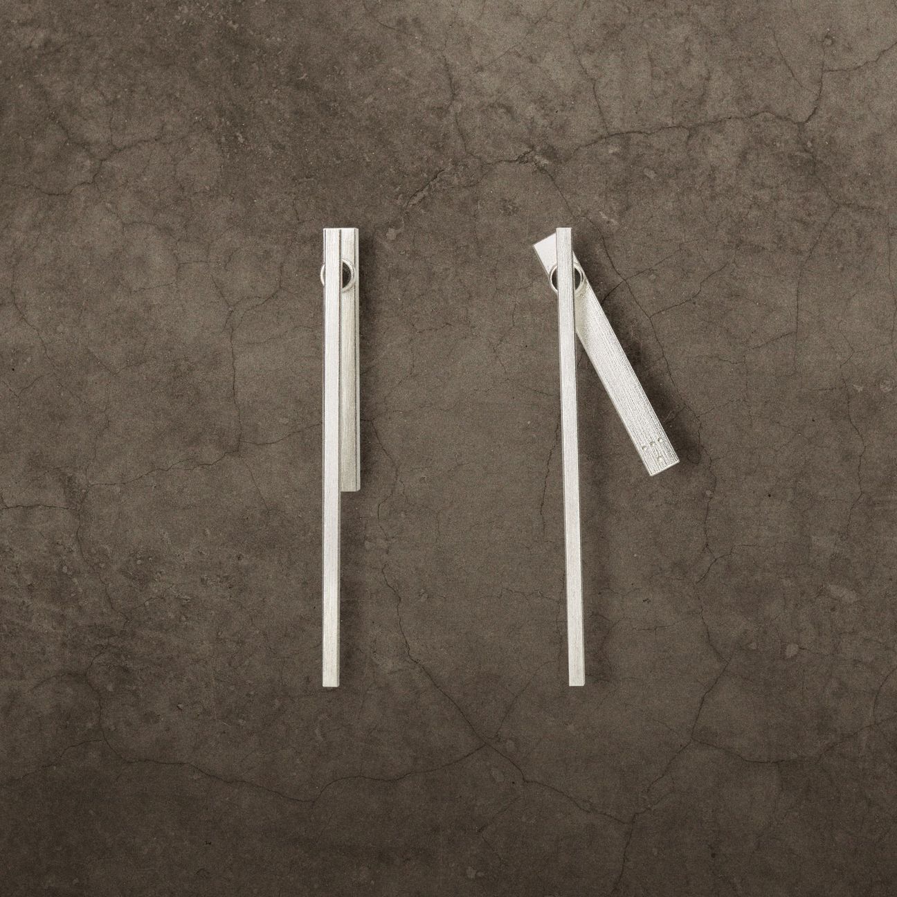 Gold Plated Silver Earrings "Fore Double Sided"