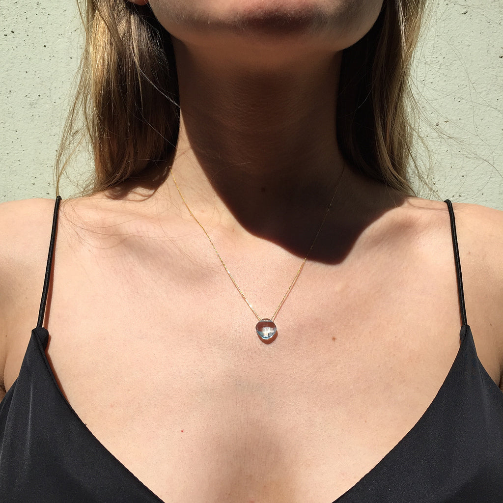 Topaz Pendant (10mm) with Gold Chain
