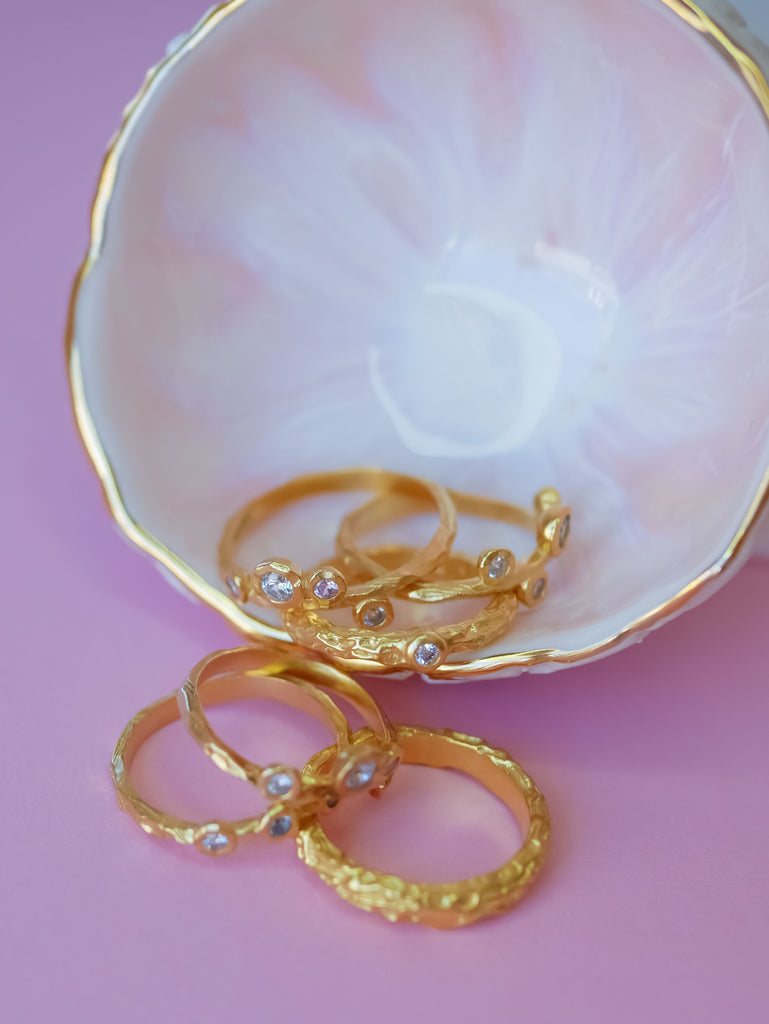 Auksuoto sidabro žiedas "Coralie"