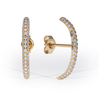 A pair of yellow gold lobe earrings adorned with laboratory-made diamonds.