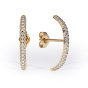 A pair of yellow gold lobe earrings adorned with laboratory-made diamonds.