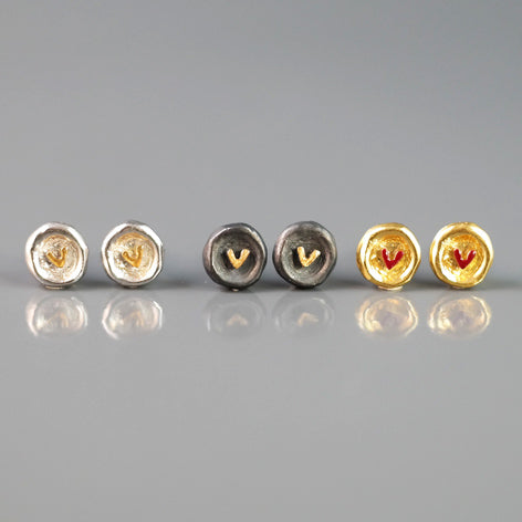Gold Plated Silver Studs With Heart
