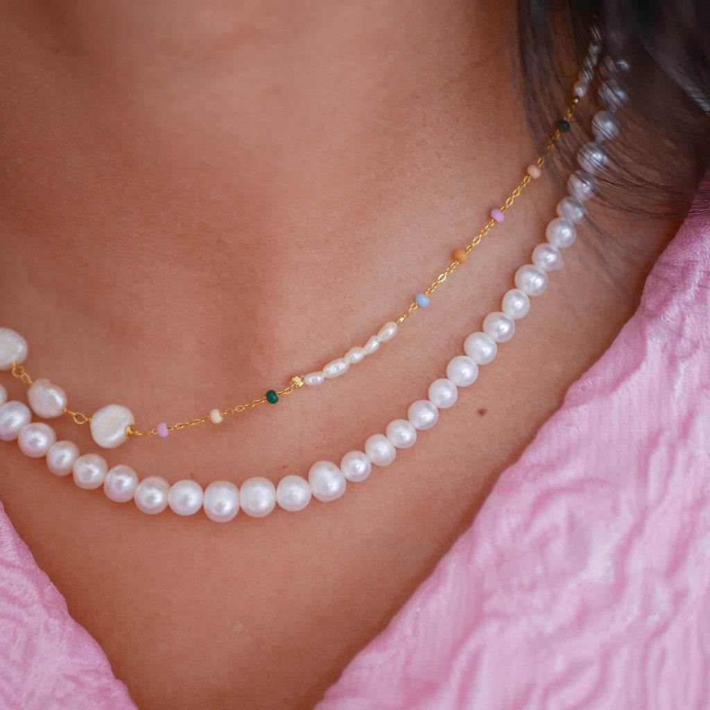 Gold Plated Silver Necklace "Pearlie"