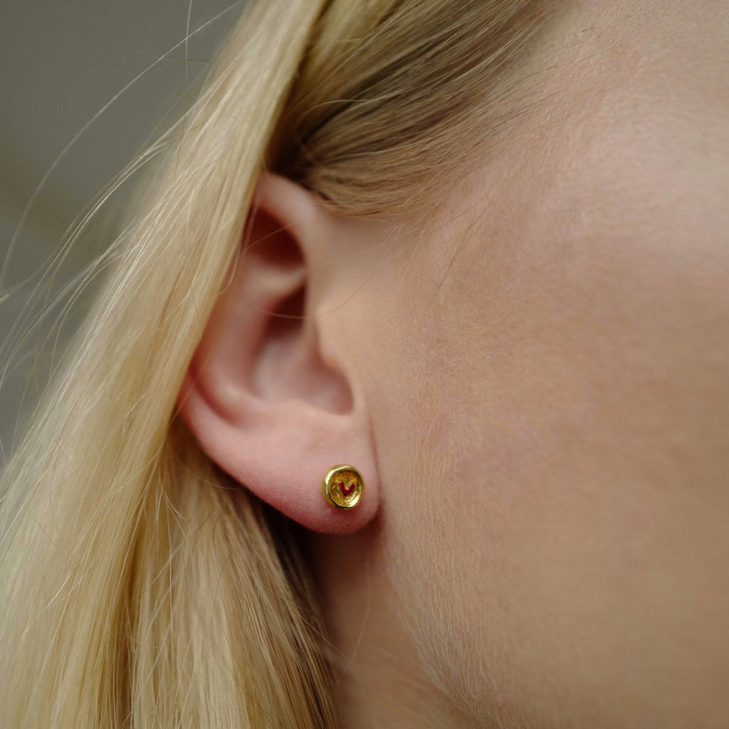 Gold Plated Silver Studs With Heart