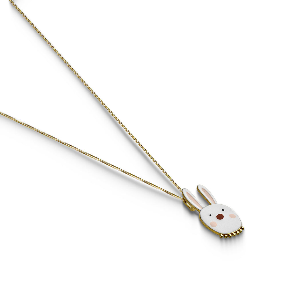 Gold Plated Pendant "Cute White Bunny"