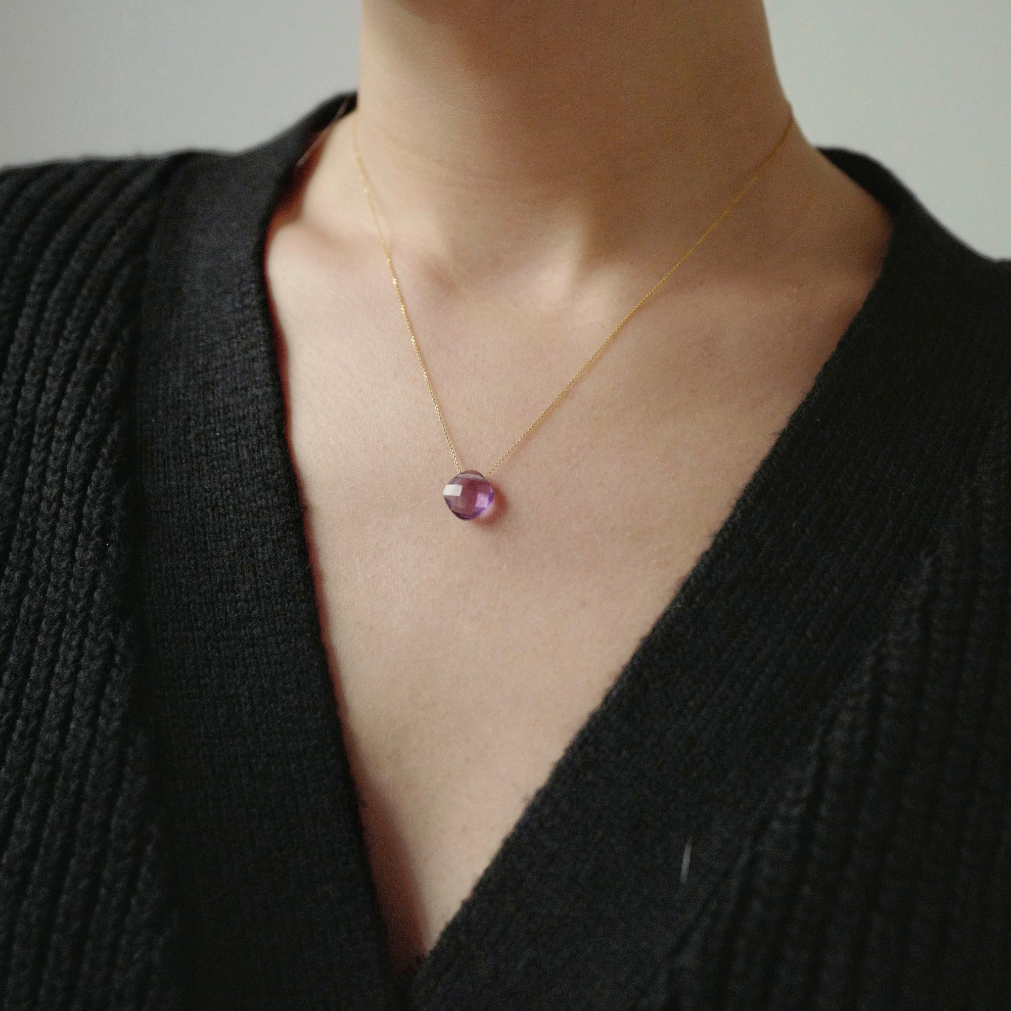 Yellow Gold Necklace with Amethyst