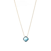 Yellow Gold Necklace with London Blue Topaz