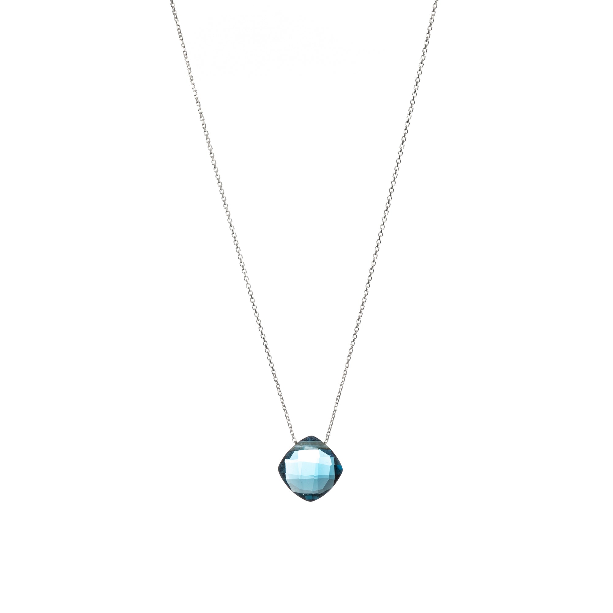 Silver Necklace London Blue Topaz