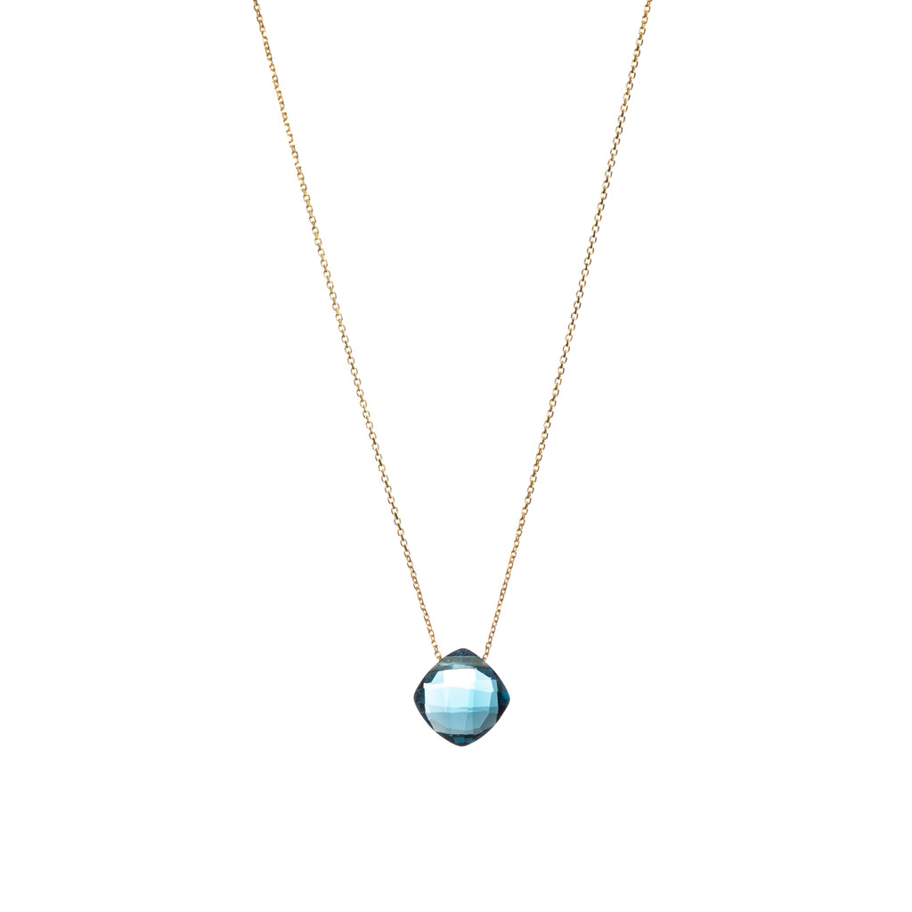 London Blue Topaz Pendant with Gold Chain