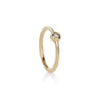 A 14k yellow gold ring with a single white diamond set in a gold band, with a polished finish.
