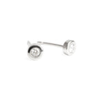 A pair of 14k white gold stud earrings with diamonds set in them.