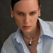 Silver Necklace with Amber "Nostalgia"