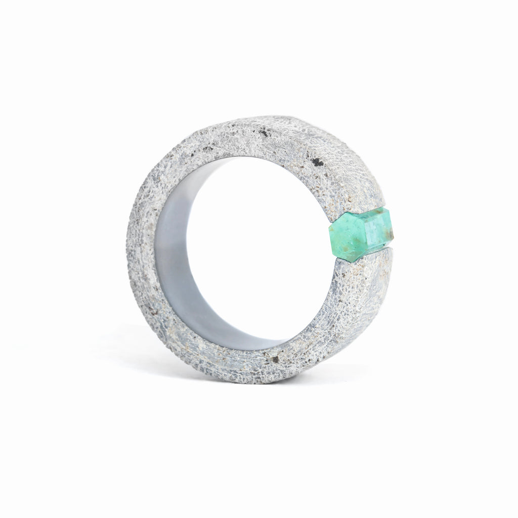 Tantalum & Rough Colombian Emerald Ring