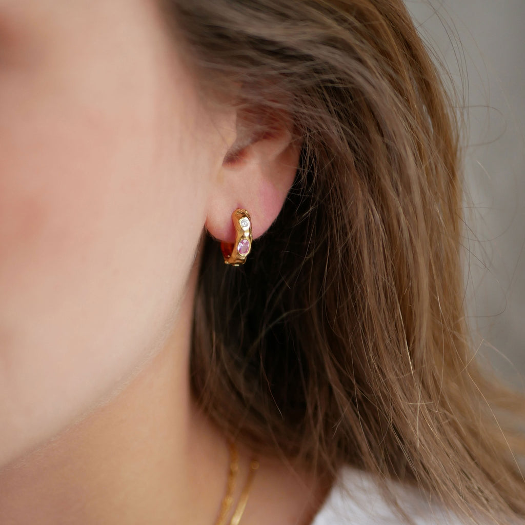 Gold Plated Silver Earrings "Leonora Pink"