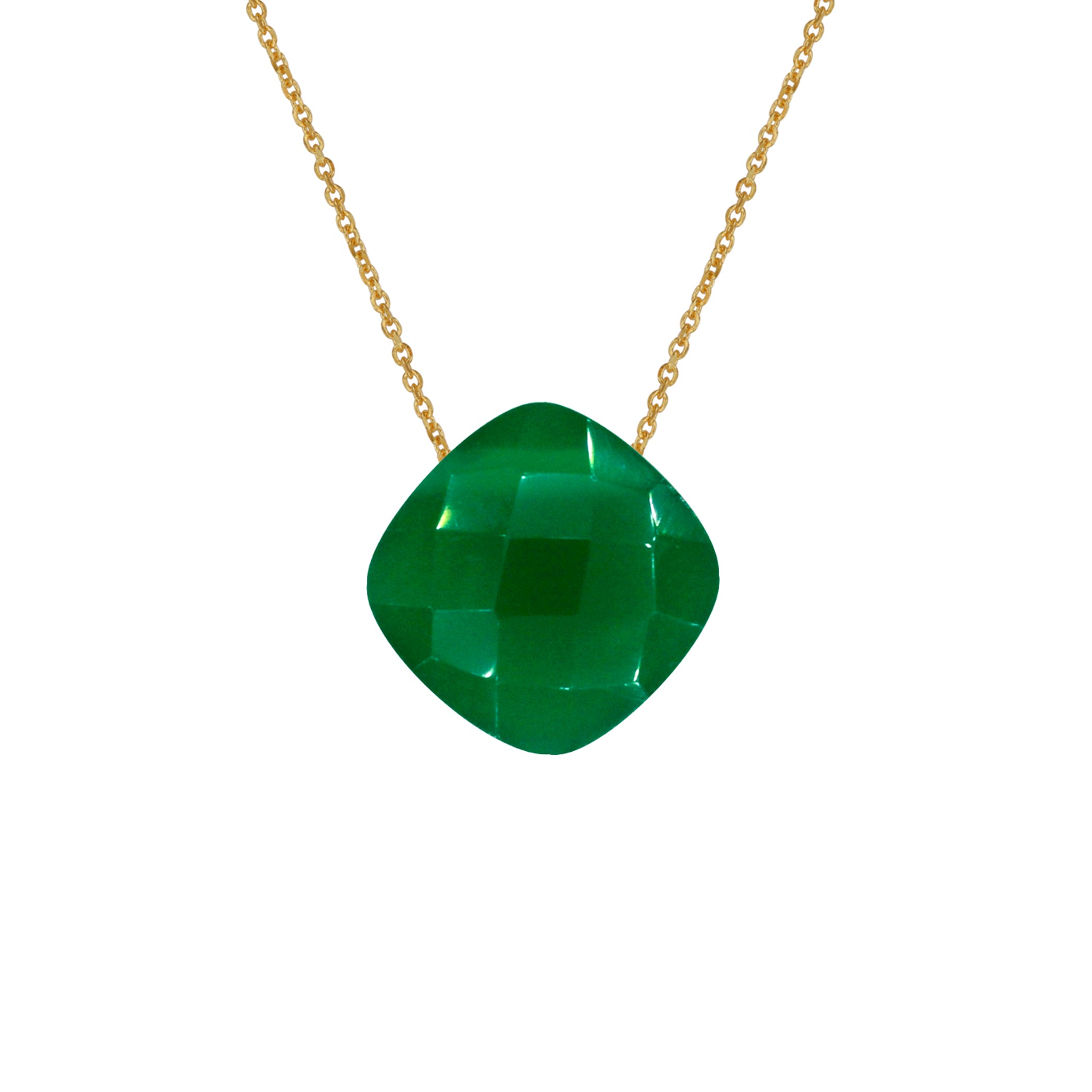 Yellow Gold Necklace with Chrome Chalcedony