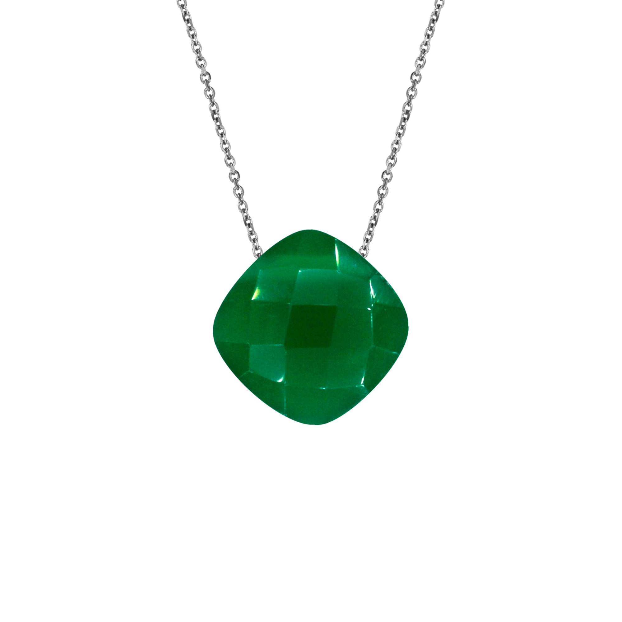 Silver Necklace with Chrome Chalcedony