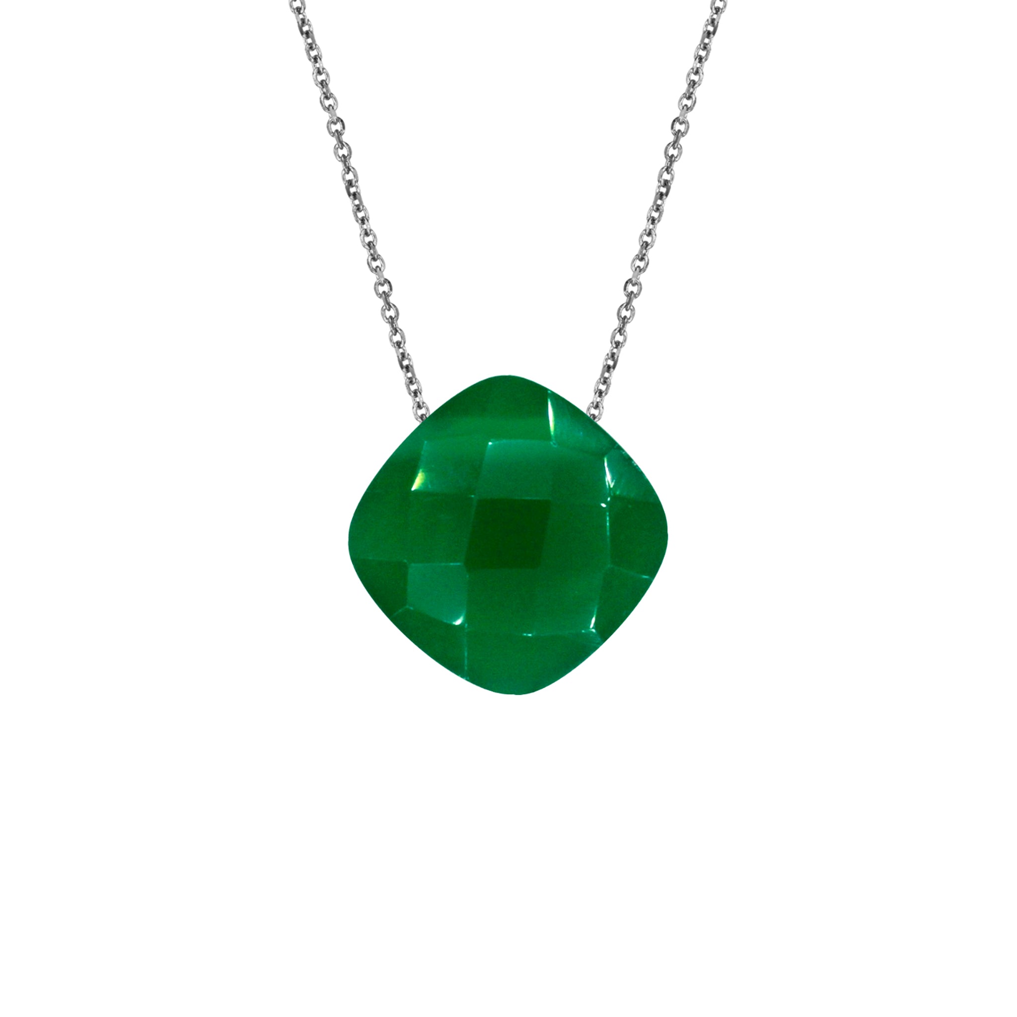Silver Necklace with Chrome Chalcedony