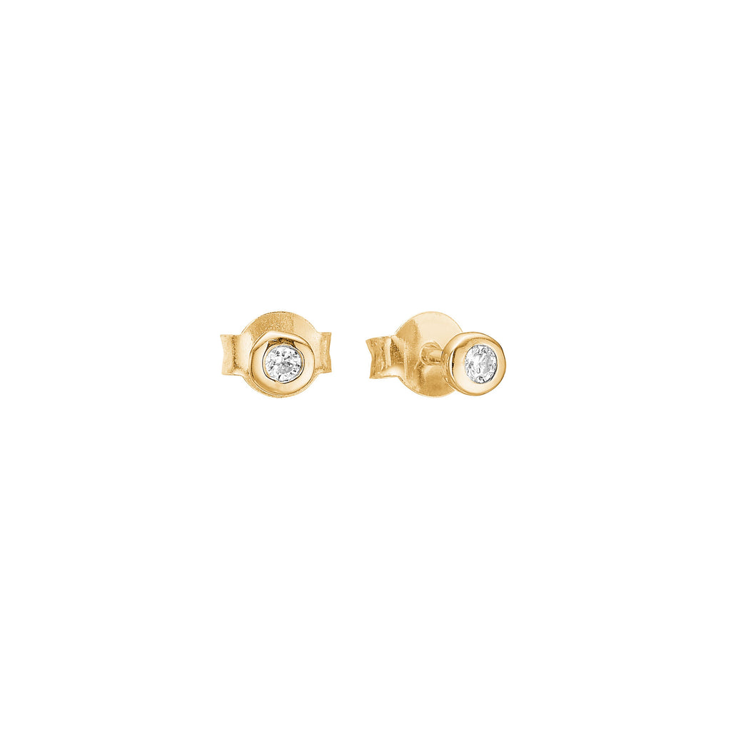 Earrings - Gold Plated Studs "Petit Gold Cubic Zirconia"