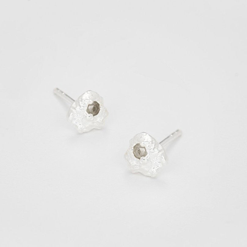 Diamond Silver Rain Earstuds  with Rosecut Diamonds