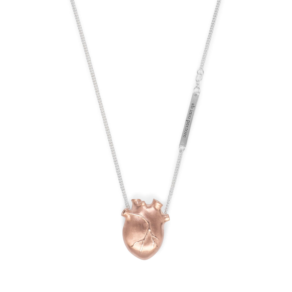 Rose Plated Medium Anatomic Heart Necklace
