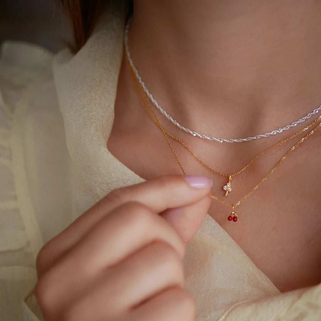 Gold Plated Silver Necklace "Cherry"