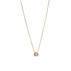 A simple gold choker necklace with a small diamond pendant in the center, presented on a white background.