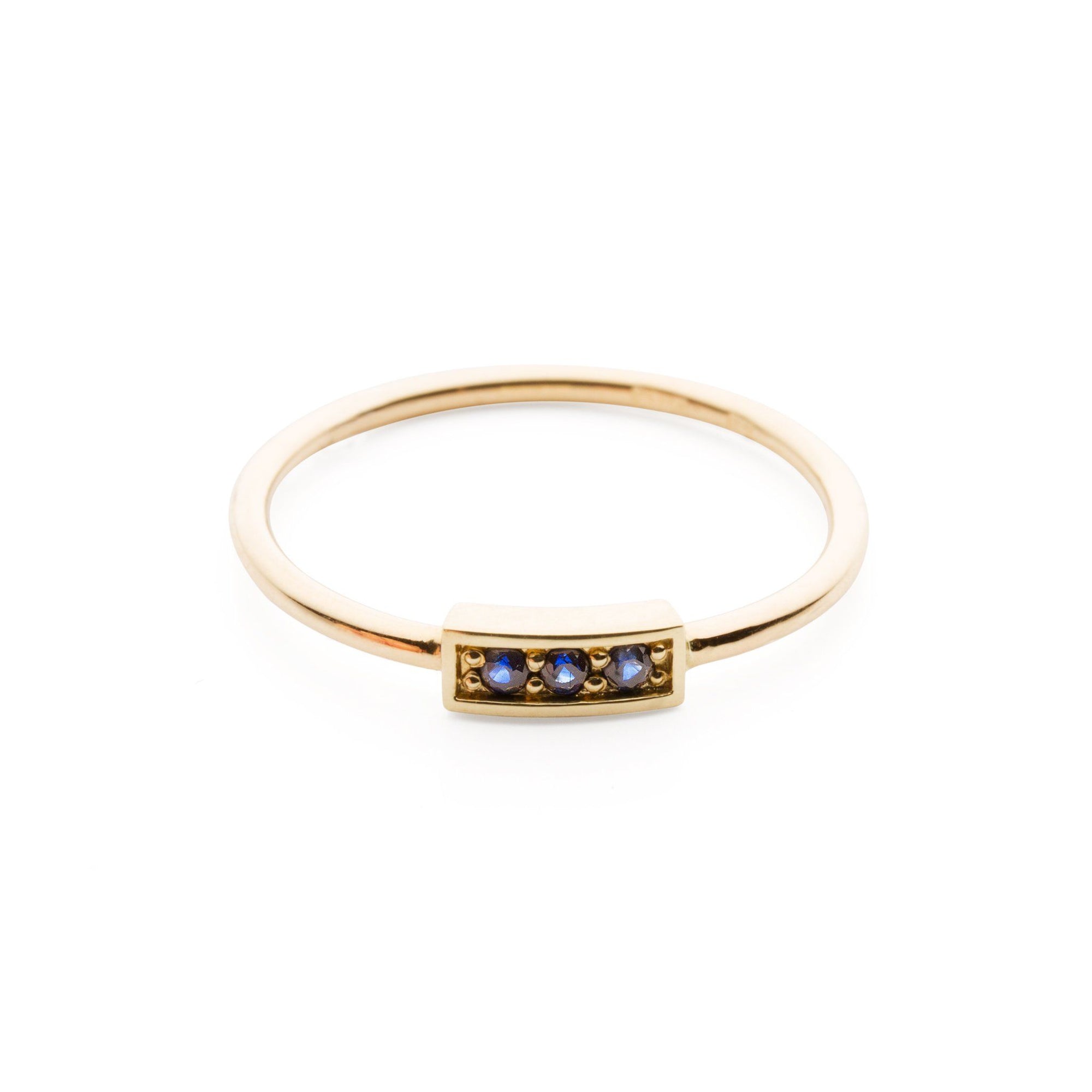 Rings - Gold Ring "Minus" With Blue Sapphires
