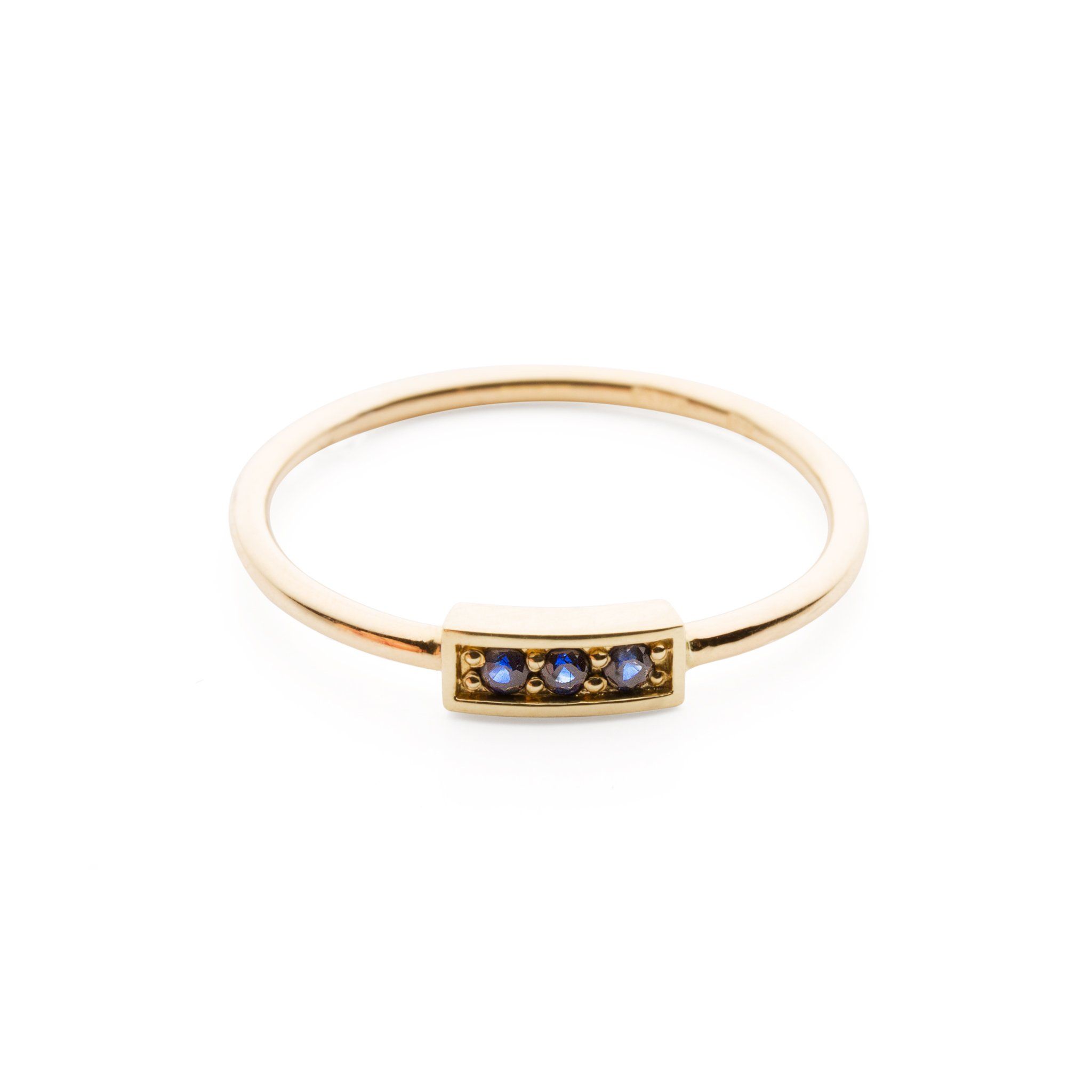 Rings - Gold Ring "Minus" With Blue Sapphires