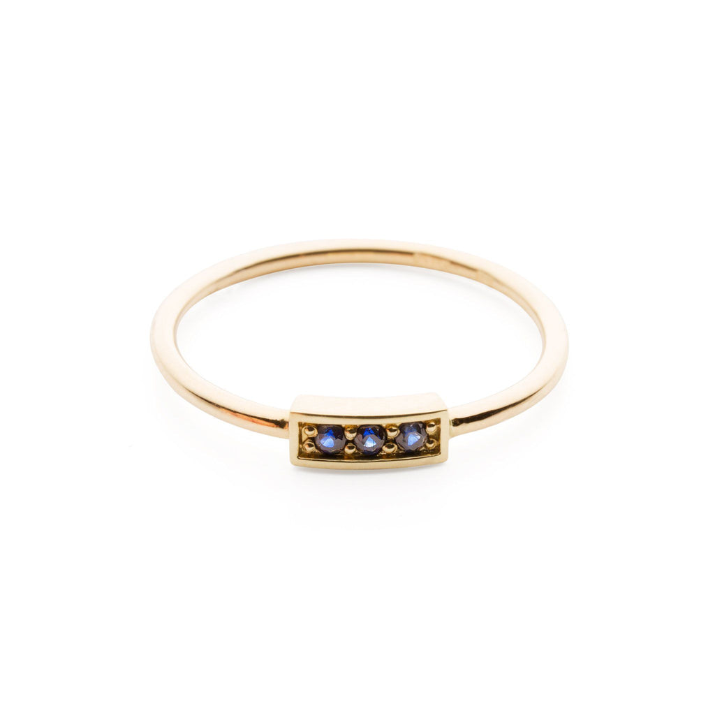 Rings - Gold Ring "Minus" With Blue Sapphires