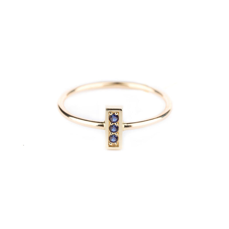 Rings - Gold Ring "Minus" With Blue Sapphires