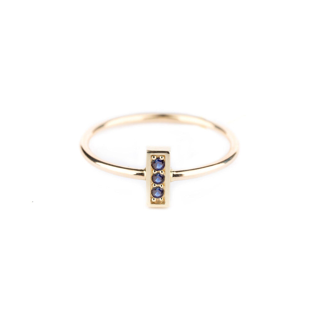 Rings - Gold Ring "Minus" With Blue Sapphires