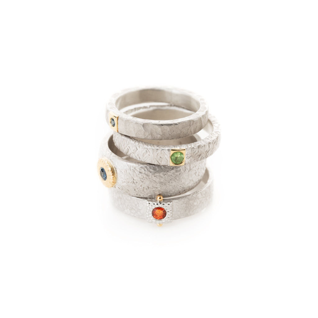 Rings - Silver Gold Grossular Garnet Ring